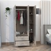 SEVOBAL Armoires 3 Door Armoire with Two Drawers Shelves and Hanging Rod for Bedroom and Closet Storage Solutions, Light Gray, 35.4"*18.5"*70.8" - 2 of 4
