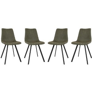 LeisureMod Markley Dining Chairs Modern Leather Kitchen Side Chairs with Metal Legs Set of 4 - 1 of 4