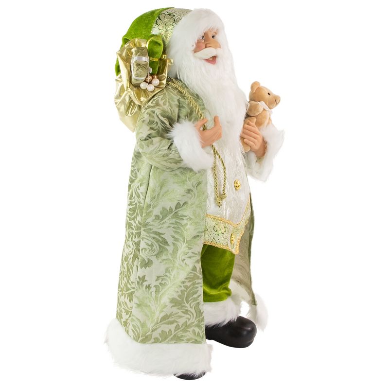 Northlight 24" Irish Santa Claus with Teddy Bear and Gift Bag St. Patrick's Day Figure - Green/White, 3 of 6