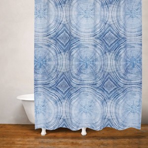 Tree Rings Shower Curtain Blue - Moda at Home: Polyester Microfiber, Machine Washable, Grommet Top Design - 1 of 3