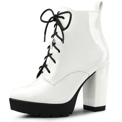 Black and shop white bootie heels