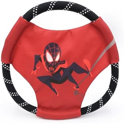 ZippyPaws Marvel Rope Gliderz - Durable Outdoor Dog Toy, Soft Frisbee Dog Toy for Throwing & Fetching - Miles Morales