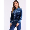 Allegra K Women's Velvet Button Up Long Sleeve Crop Jacket - 4 of 4