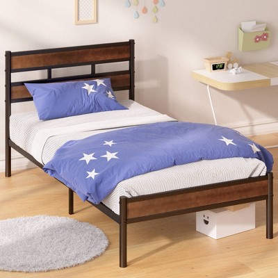 Roman Bamboo and Metal Platform Bed Frame Brown - Zinus