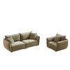 Modern 3-Seater + 1-Seater Linen Fabric Sofa Set with Wooden Frame and 3 Pillows - 2 of 4
