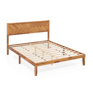 Tangkula Twin/Full/Queen Size Bed Frame w/Headboard Wooden Slats Support 9" Under-bed Storage Space - 1 of 4