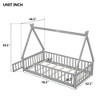 ALEXOUN Floor Size Bed with Door, Pine Bed Frame with Tent-Shaped Head board & Full-Length Guardrails - 3 of 4
