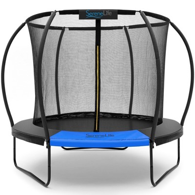 SereneLife 8ft Pumpkin Recreational Trampoline with Safety Enclosure SLTRMPK8CK - Black