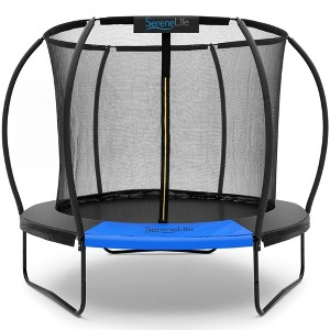 SereneLife 8ft Pumpkin Recreational Trampoline with Safety Enclosure SLTRMPK8CK - Black - 1 of 4