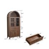 71" Modern Arched Wood Cabinet,Display Cabinet with Adjustable Shelves And Retro Handles,Cabinet For Living Room or Dining Room-Coolbibila - 4 of 4