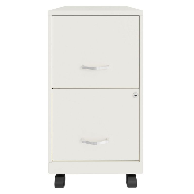 Space Solutions 18 Inch Wide Metal Mobile Organizer File Cabinet for Office Supplies and Hanging File Folders with 2 File Drawers, Pearl White, 5 of 7