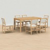 7-Piece Retro Dining Table Set with 1 Rectangular Wood Table and 6 Upholstered Chairs, Solid Wood Frame, for Kitchen or Dining Room - 4 of 4