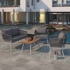 Nestfair 4pc Metal Frame Patio Conversation Set with Acacia Wood Table and Cushions - 3 of 4