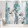 Aoibox Rustic Farmhouse Shower Curtain with Teal Daisy Floral and Butterfly Design for Bathroom Decor, Includes 12 Hooks - 4 of 4