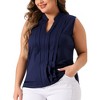 Women's Plus Size V Neck Sleeveless Work Summer Regular Fit Blouses - Agnes Orinda - 2 of 4