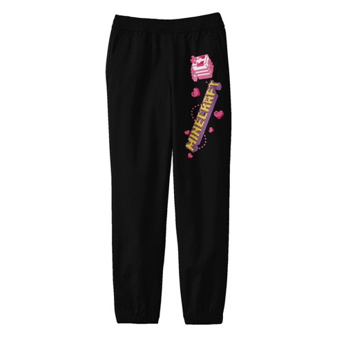 Minecraft Block Butterfly Flying Over Logo Youth Black Graphic Sweatpants small Target