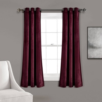 Set of 2 Prima Velvet Solid Light Filtering Window Curtain Panels Plum Purple - Lush Décor