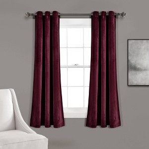 Set of 2 (108"x38") Prima Velvet Solid Light Filtering Window Curtain Panels Plum Purple - Lush Décor: Purple Velvet Curtains - 1 of 4