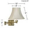 Barnes and Ivy Modern Swing Arm Wall Lamp Antique Brass Plug-In Light Fixture Creme Fabric Bell Shade Bedroom Bedside Living Room - 4 of 4
