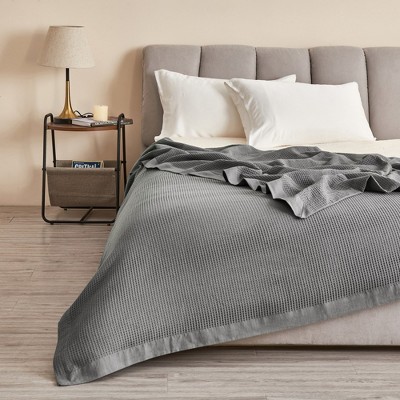 Great Bay Home 100% Cotton Soft All-season Waffle Weave Knit Blanket (twin,  Light Grey) : Target