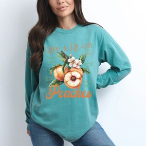 Simply Sage Market Ripe & Ready Peaches Garment Dyed Long Sleeve - 1 of 4