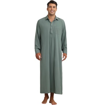 INSPIRE CHIC Men's Long Sleeves Collared Neck Full Length Nightwear