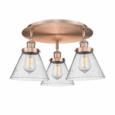 Cone - 3 Light Flush Mount In Art Deco Style-9.5 Inches Tall and 19.5 Inches Wide