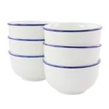 Gibson Our Table Simply White 6 Piece 5.6 Inch Porcelain Blue Rim Bistro Cereal Bowls