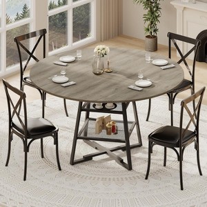 GAOMON Dining Room Round Table Set for 4-8, Circle Kitchen Dining Table with Metal Base,Wooden Round Dining Table - 1 of 4