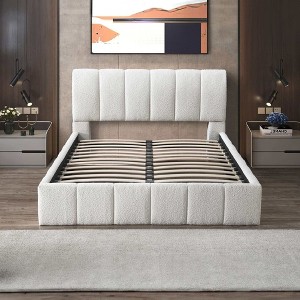 King Size Upholstered Platform Bed with Headboard for Bedroom - 1 of 4