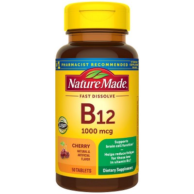 Nature Made Vitamin B12 1000 mcg, Easy to Take Sublingual B12 for Energy Metabolism Support, 50 Sugar Free Fast Dissolve Tablets, 50 Day Supply.