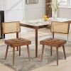 Natural Rattan Dining Chairs Set, Velvet Upholstered Kitchen Chairs with Tall Cane Backrest and Strong Wood Legs for Dining Room, Kitchen, Restaurant - 2 of 4