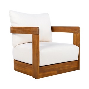 Dexmalle Patio Acacia Wood Club Chair,Curved Tub Design - 1 of 4