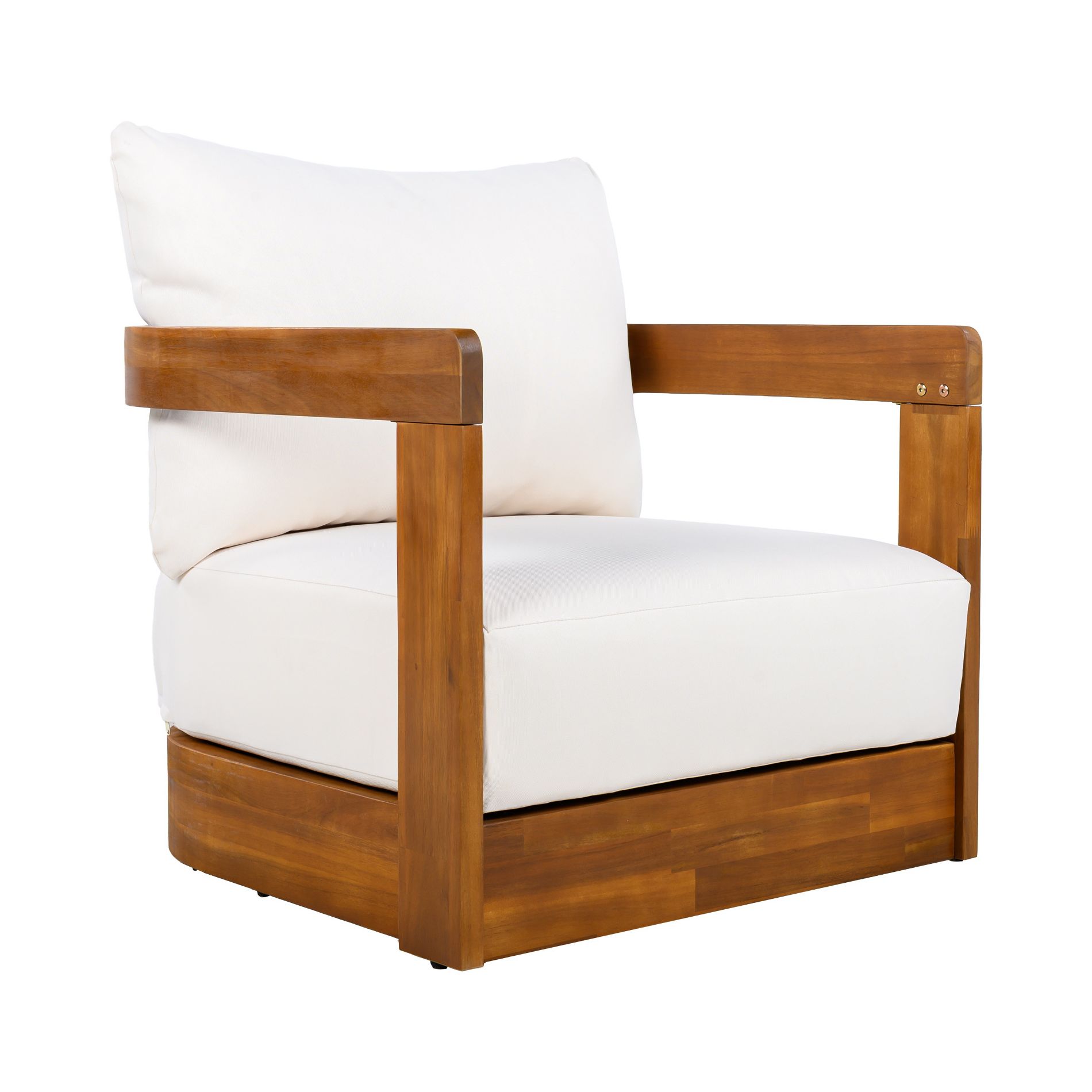 Dexmalle Patio Acacia Wood Club Chair,Curved Tub Design