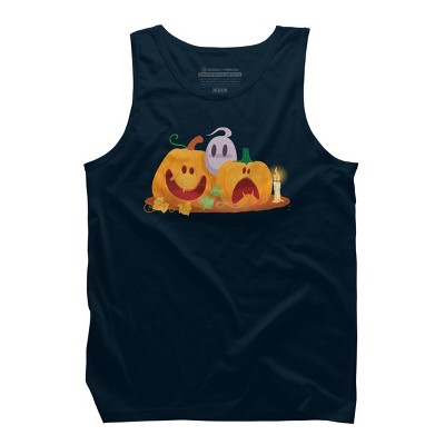 Men's Design By Humans Halloween Cartoon Pumpkins And Ghost By VectorVillain Tank Top