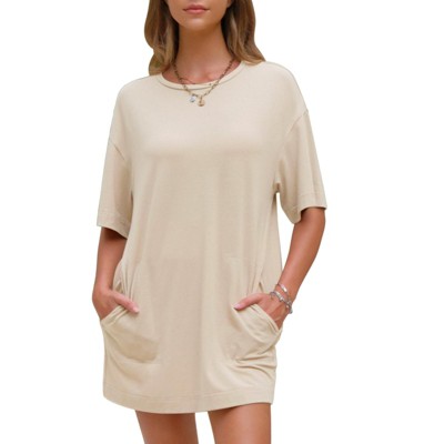 EXLURA Women's Summer Short Sleeve T Shirt Dress Casual Crewneck Resort Wear Tops