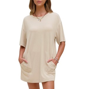 EXLURA Women's Summer Short Sleeve T Shirt Dress Casual Crewneck Resort Wear Tops - 1 of 4