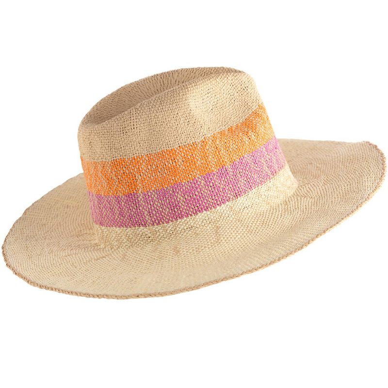 Shiraleah Natural Alannis Sun Hat with Pink and Orange Detail, 1 of 5
