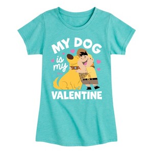 Girls' - Disney - Dug My Dog Is My Valentine Fitted Short Sleeve Graphic T-Shirt - 1 of 4
