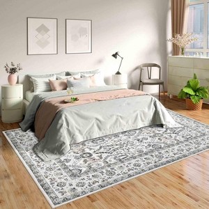 Persian Style Washable Rug, 8x10 Feet Low Pile & Non-Slip, for Bedroom Dining Room Home Office - 1 of 4