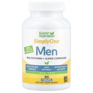 Super Nutrition SimplyOne®, Men's Multivitamin with Super Adaptogen Complex, Greens, Spices, Antioxidant, and Vitamin C, Iron Free, 90 Tablets - 1 of 4