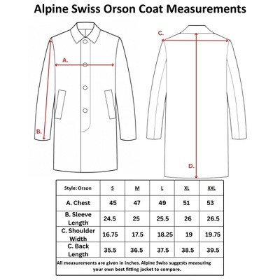 Мужские куртки Alpine Swiss Orson Mens Wool Blend Car Coat Tailored LongTopcoat for Men Single Breasted Overcoat Winter Jacket BLK MED — фото 6