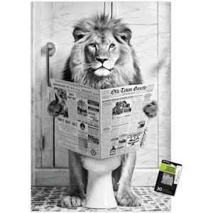 Trends International Reinders: Toilet Humor - Lion Toilet Unframed Wall Poster Print Clear Push Pins Bundle 22.375" x 34" - 1 of 4