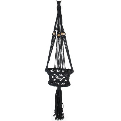 Northlight 43" Lattice Pattern Macrame Indoor Planter Hanger - Black