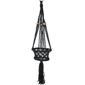 Northlight 43" Lattice Pattern Macrame Indoor Planter Hanger - Black - 1 of 1