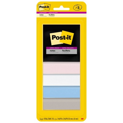 Post-it Notes 5pk Waterfall Simply Serene: Multicolor Sticky Notes, 3x3 Inches, Uncoated Paper Basics