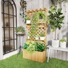 Outsunny Wooden Raised Garden Bed, Planter with Trellis, Hanging Roof, Plant Shelf, Drainage Holes and Bed Liner, Natural - 3 of 4