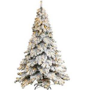 Nearly Natural 7-ft Flocked Austria Fir Artificial Christmas Tree with 400 Warm White LED Lights and 1063 Bendable Branches - 1 of 4