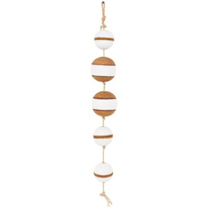 24"x4" Wood Buoy Two-Tone Striped Wall Decor with Jute Rope, Vertical - Olivia & May - 1 of 4