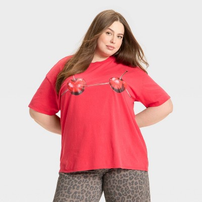 Women's Short Sleeve Round Neck Oversized Graphic T-Shirt - Wild Fable™